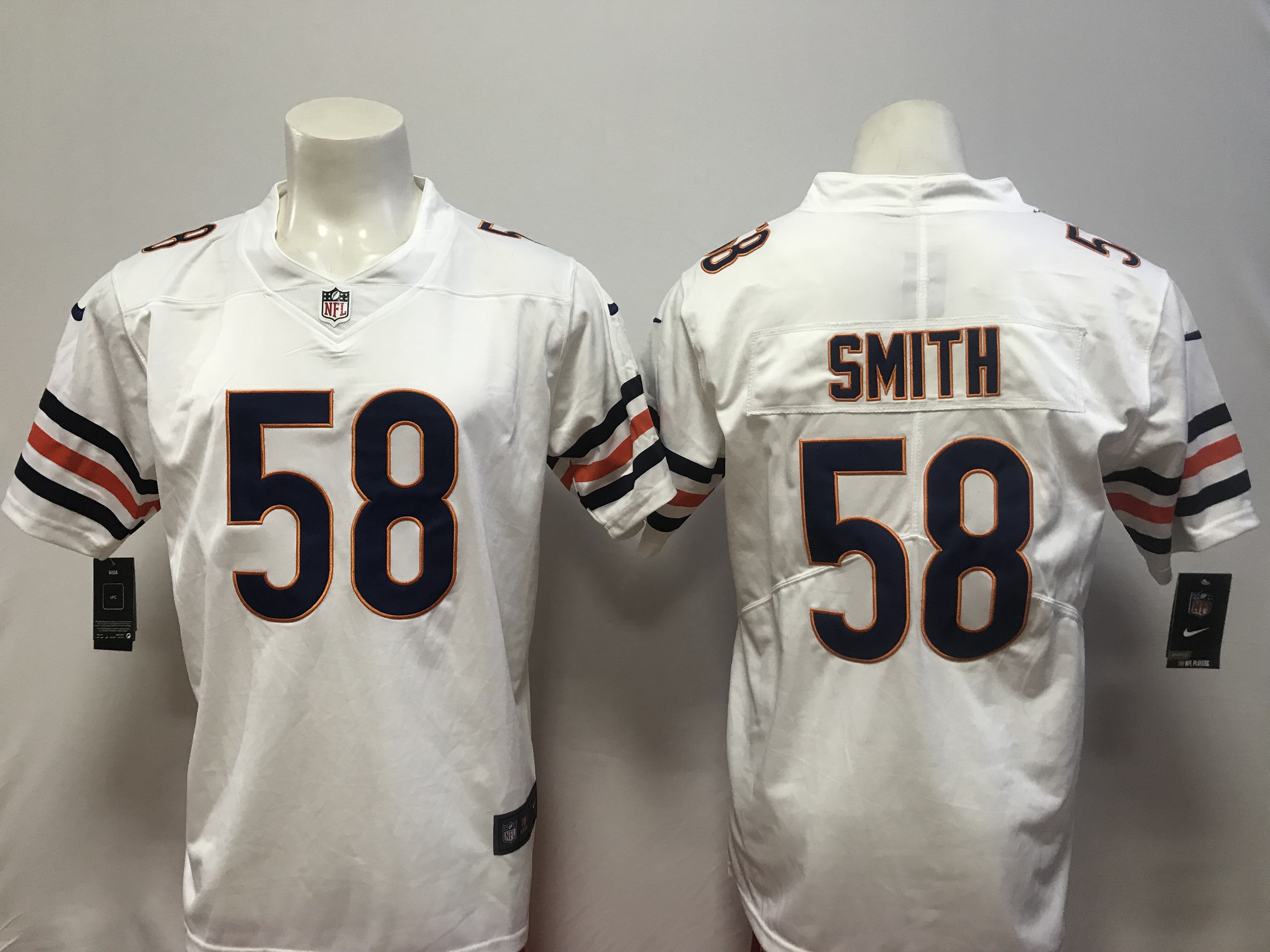 Men Chicago Bears #58 Smith White Vapor Untouchable Player Nike Limited NFL Jerseys->women nfl jersey->Women Jersey